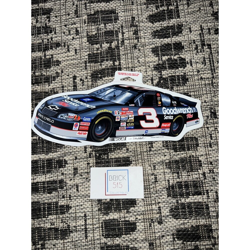 New Wincraft Dale Earnhardt Sr. RACE CAR #3 12”x 4” PLASTIC SIGN From 2001!